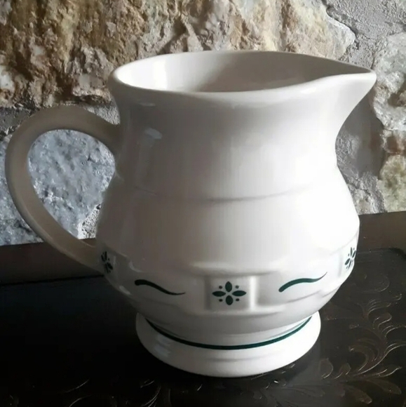 Longaberger POTTERY Woven Traditions  heritage green JUG PITCHER green trim 6" - Picture 7 of 7